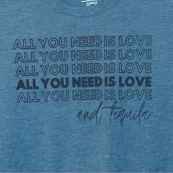 All You Need is Love and Tequila Hunter Green Heather Tee Size Small - Picture 1 of 4